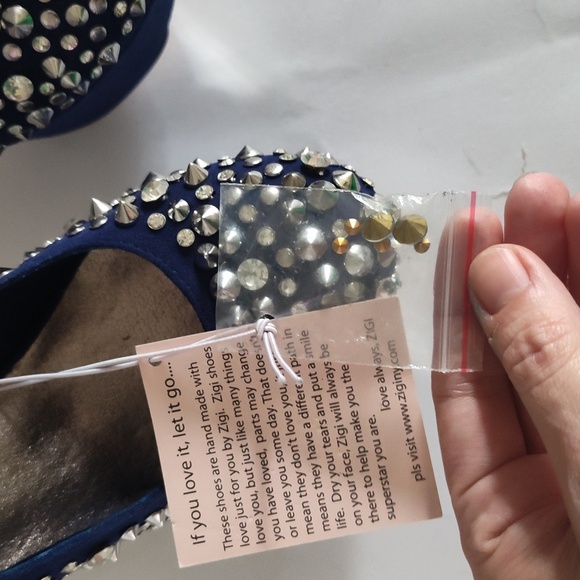 Blue ZigiNY Black Label Brink Studded Platform Pumps Stiletto Size 7 - Picture 16 of 16